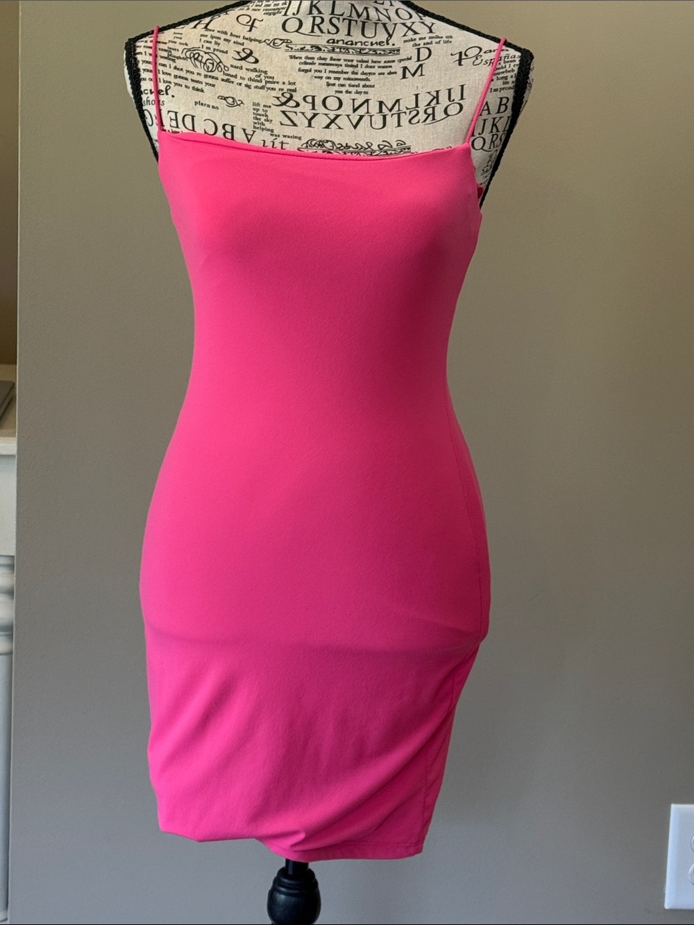 Sleek Hot Pink Spaghetti Strap Mini Dress